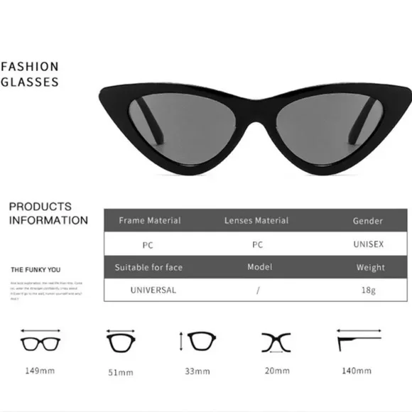 New Black Cateye Sunglasses - Picture 4 of 4